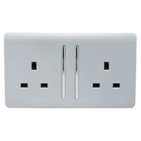 ART-SKT213LSI  2 Gang 13Amp Long Switched Double Socket Silver